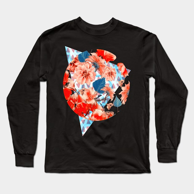 Geometric Flowers and Bees Long Sleeve T-Shirt by HillySeonard